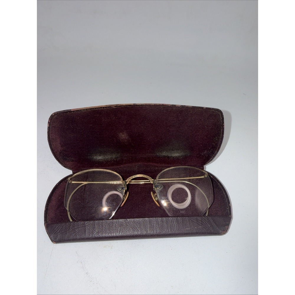 Vintage Gold Filled Wire Frame Glasses Signed 1/10-12 K Rimless NICE